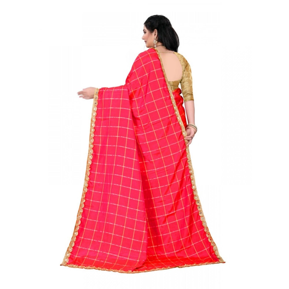 Generic Women's Sana Silk Bandhni Saree With Unstitched Blouse 5.5Mtr (Red)