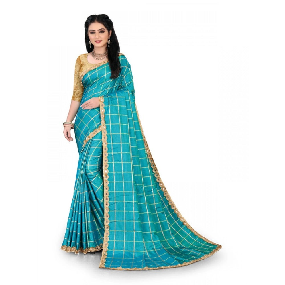 Generic Women's Sana Silk Bandhni Saree With Unstitched Blouse 5.5Mtr (Sky Blue)