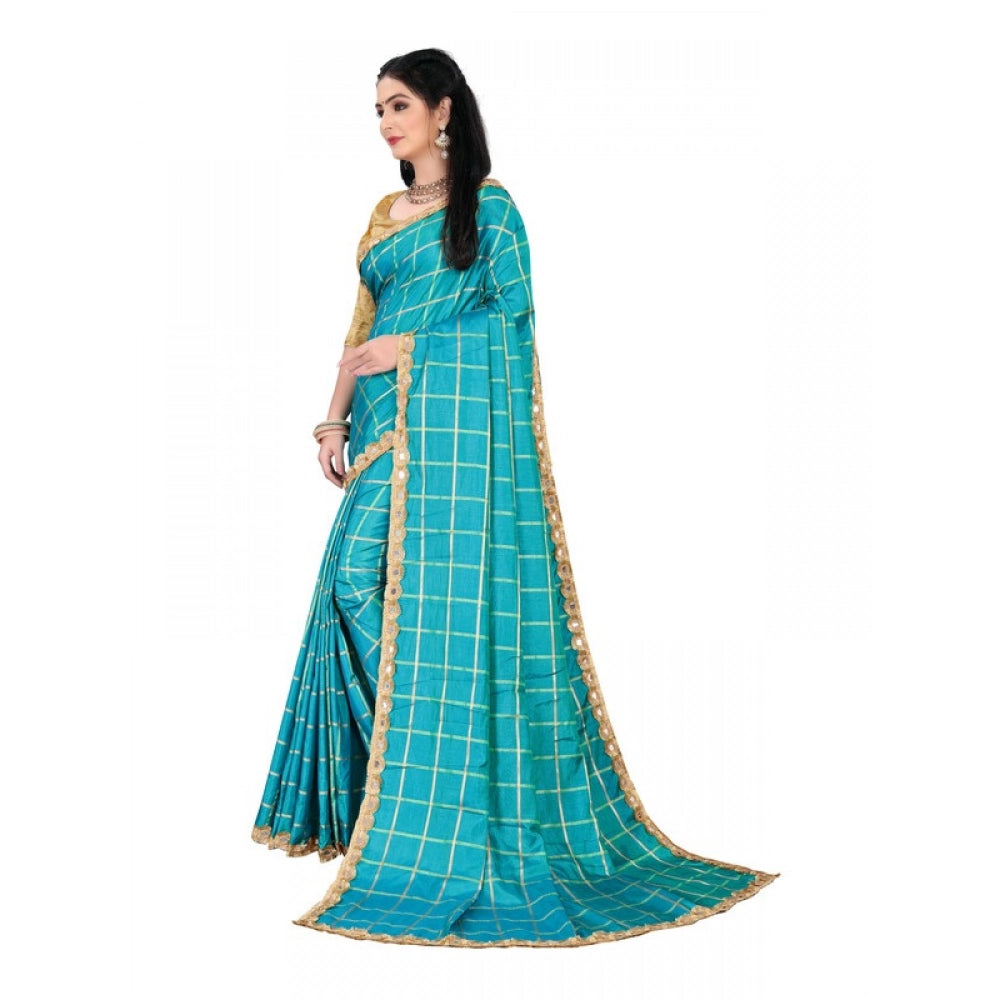 Generic Women's Sana Silk Bandhni Saree With Unstitched Blouse 5.5Mtr (Sky Blue)