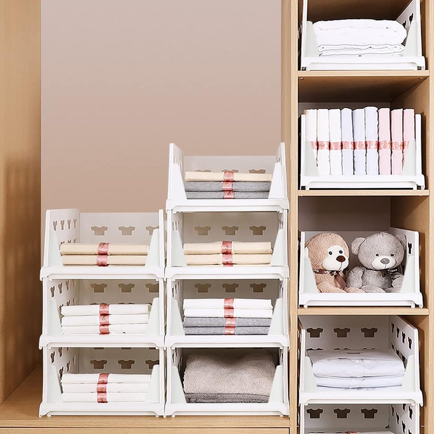 3 Layer Stackable Multifunctional Storagefor Clothes Foldable Drawer Shelf Basket Utility Cart Rack Storage Organizer Cart For Kitchen Pantry Closet Bedroom Bathroom Laundry(3 Layer 1 Pc)