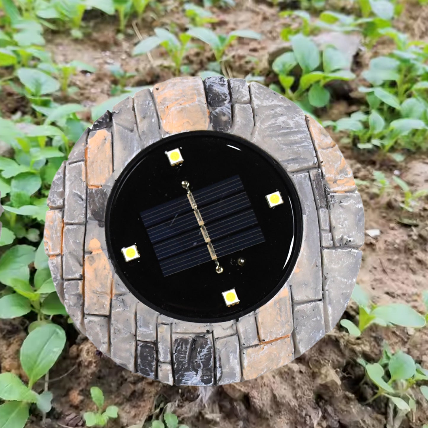 Disk Lights Slate Heavy Duty Outdoor Solar Pathway Lights 4 Led (2 Pc)