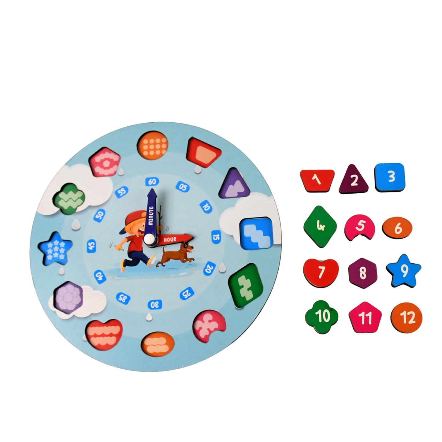 Aditi Wooden Educational Learning Clock Toy With Movable Hands