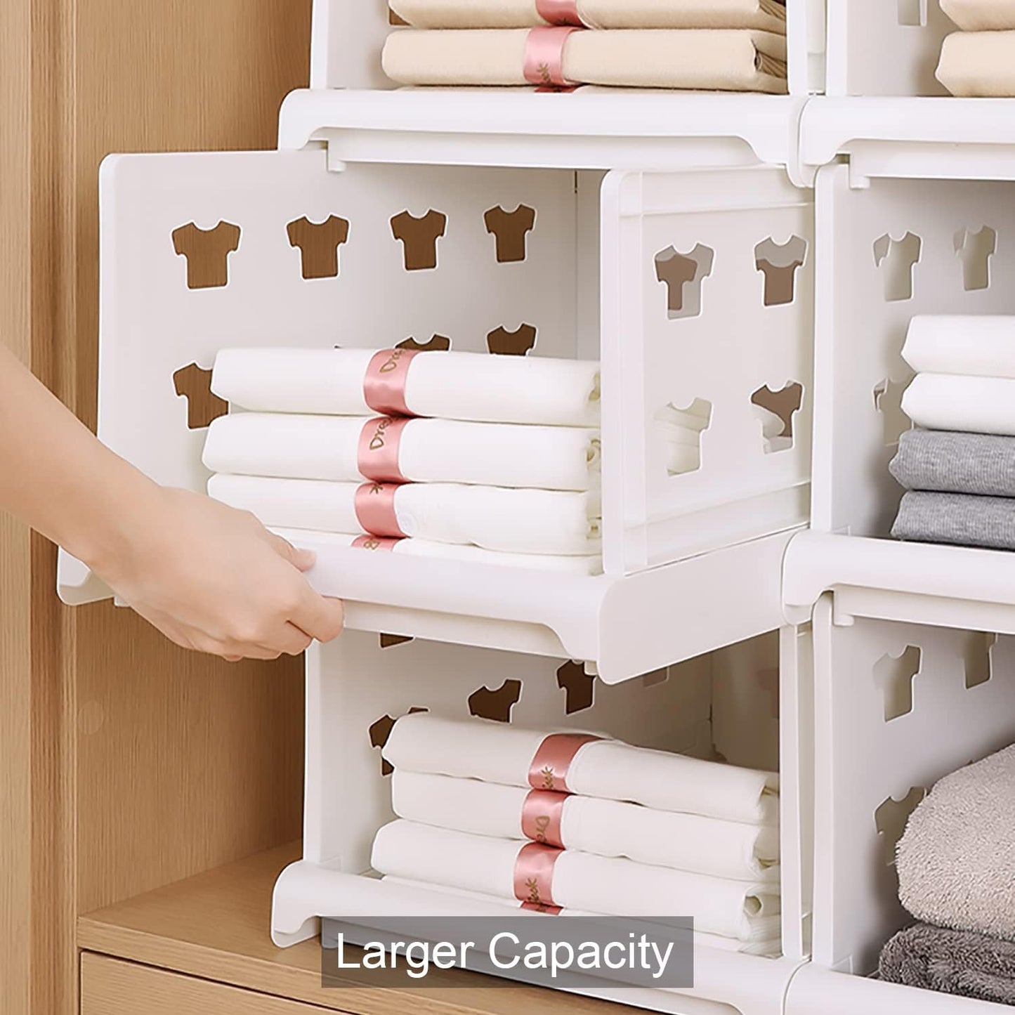 3 Layer Stackable Multifunctional Storagefor Clothes Foldable Drawer Shelf Basket Utility Cart Rack Storage Organizer Cart For Kitchen Pantry Closet Bedroom Bathroom Laundry(3 Layer 1 Pc)