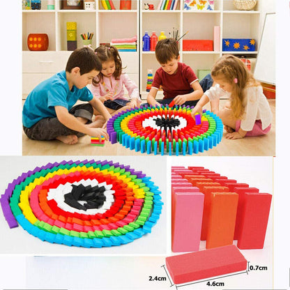 120pc Dominoes Blocks Set Multicolor Wooden Toy Building Indoor Game Toy.