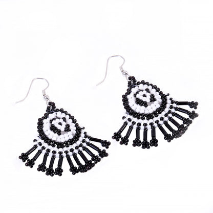 Generic Women's Alloy, Thread Hook Dangler Hanging Earrings-Black