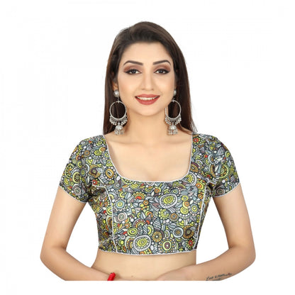 Generic Women's Satin Silk, Inner-Cotton Full Stitched Padded Blouse (Black)