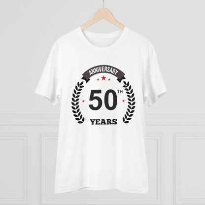 Generic Men's PC Cotton 50th Anniversary Printed T Shirt (Color: White, Thread Count: 180GSM)
