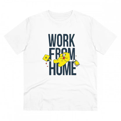 Generic Men's PC Cotton Work From Home Desing Printed T Shirt (Color: White, Thread Count: 180GSM)