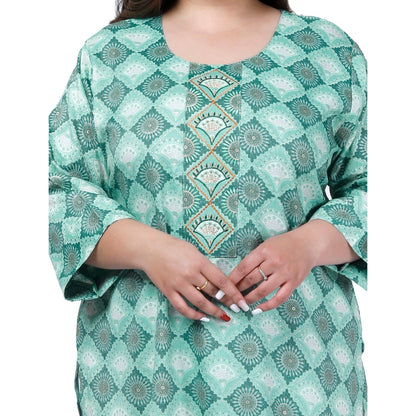 Women's Office wear Golden Foil Capsule Straight Kurti (Light Green)