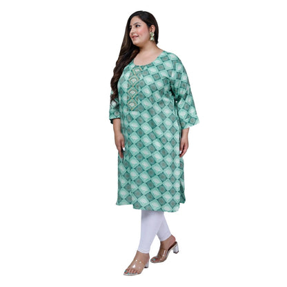 Women's Office wear Golden Foil Capsule Straight Kurti (Light Green)