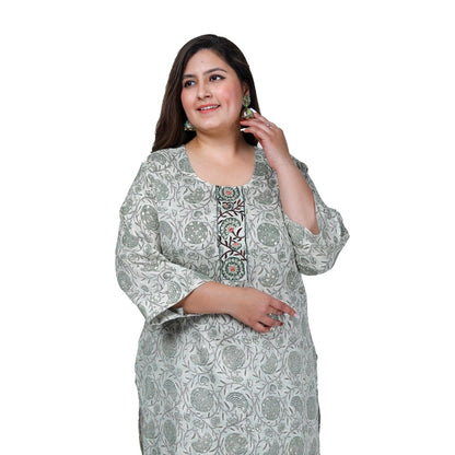 Women's Office wear Golden Foil Capsule Straight Kurti (Green)