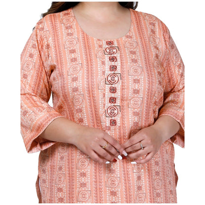 Women's Office wear Golden Foil Capsule Straight Kurti (Orange)