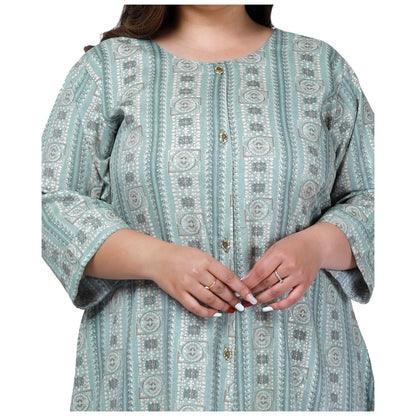 Women's Office wear Golden Foil Capsule A-Line Kurti (Light Green)