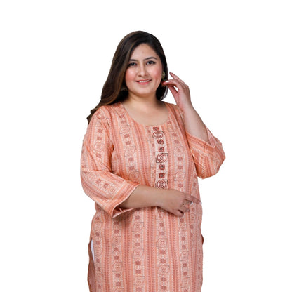 Women's Office wear Golden Foil Capsule Straight Kurti (Orange)
