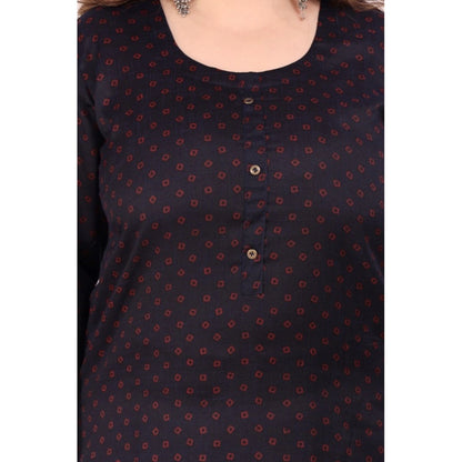 Women's Office wear Bandhni Printed Capsule Straight Kurti (Navy Blue)