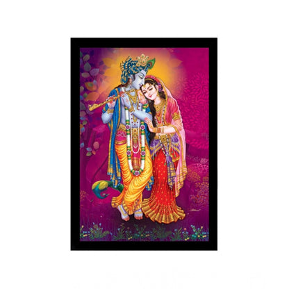 Generic Radha Krishna Painting with Synthetic Photo Frame (Multicolor)