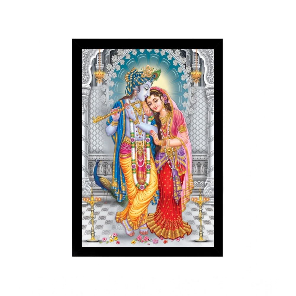 Generic Radha Krishna Painting with Synthetic Photo Frame (Multicolor)