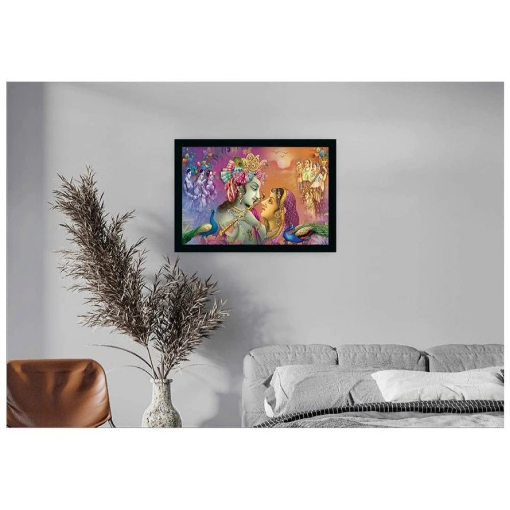 Generic Radha Krishna Painting with Synthetic Photo Frame (Multicolor)