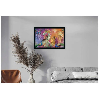 Generic Radha Krishna Painting with Synthetic Photo Frame (Multicolor)
