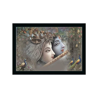 Generic Radha Krishna Painting with Synthetic Photo Frame (Multicolor)
