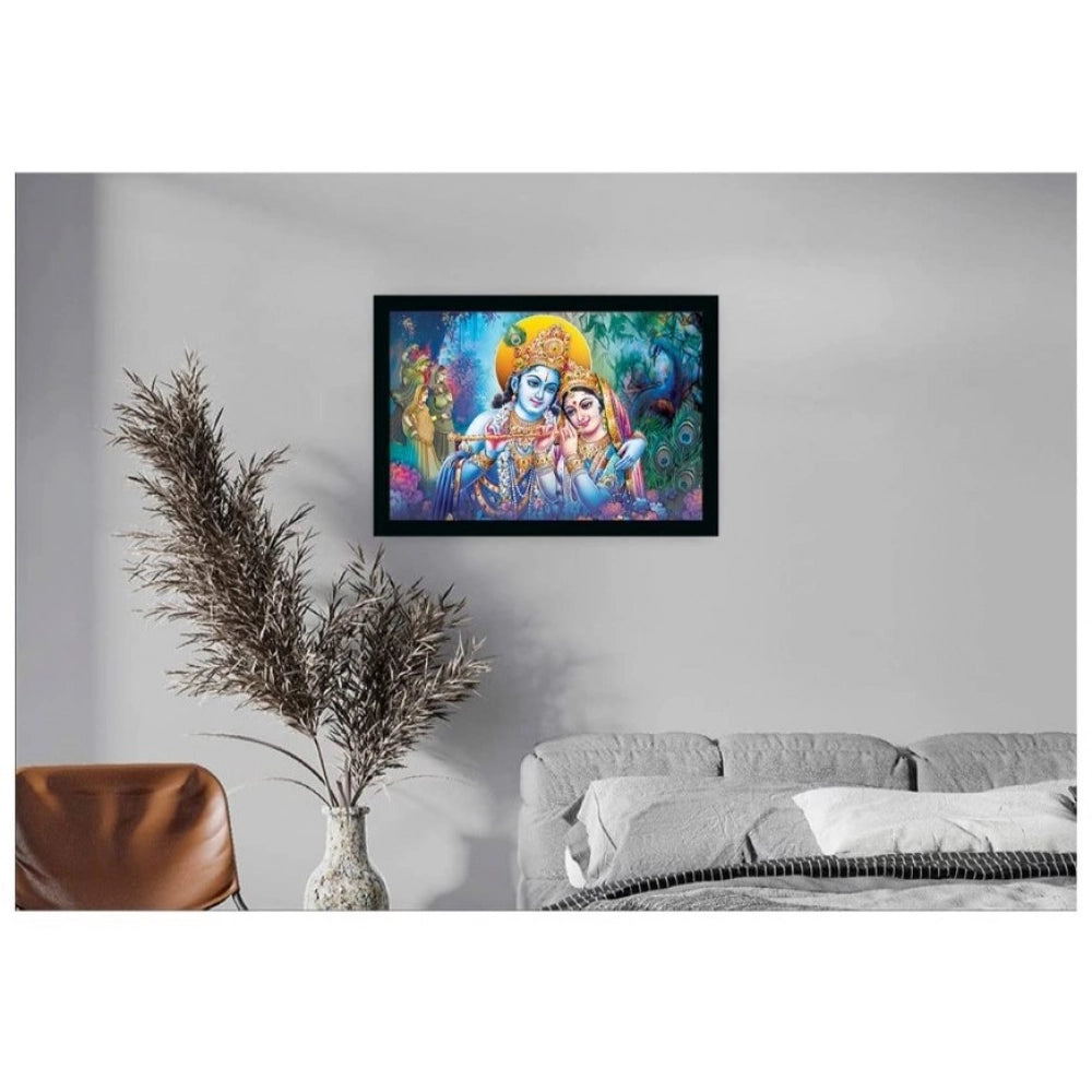 Generic Radha Krishna Painting with Synthetic Photo Frame (Multicolor)