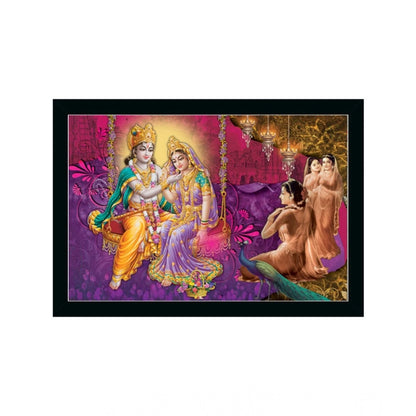 Generic Radha Krishna Painting with Synthetic Photo Frame (Multicolor)