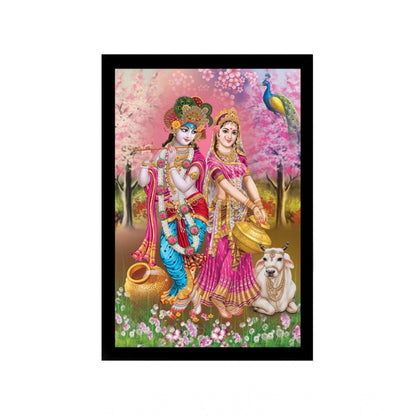Generic Radha Krishna Painting with Synthetic Photo Frame (Multicolor)