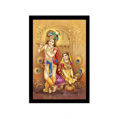 Generic Radha Krishna Painting with Synthetic Photo Frame (Multicolor)