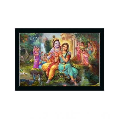 Generic Radha Krishna Painting with Synthetic Photo Frame (Multicolor)