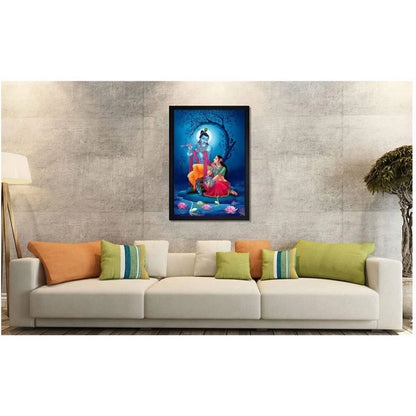 Generic Radha Krishna Painting with Synthetic Photo Frame (Multicolor)