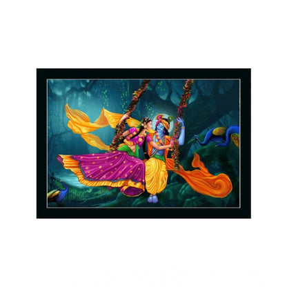 Generic Radha Krishna Painting with Synthetic Photo Frame (Multicolor)