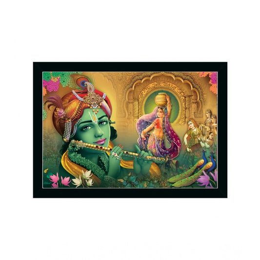 Generic Radha Krishna Painting with Synthetic Photo Frame (Multicolor)