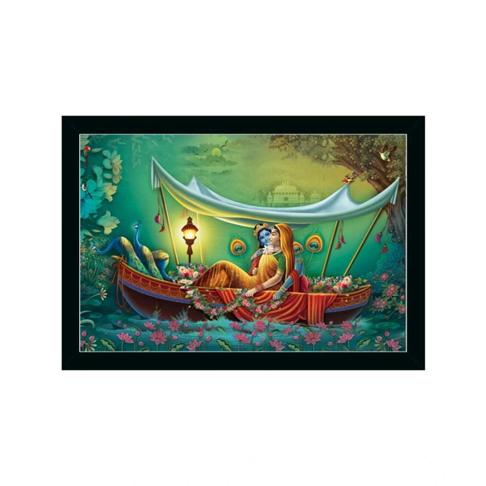 Generic Radha Krishna Painting with Synthetic Photo Frame (Multicolor)
