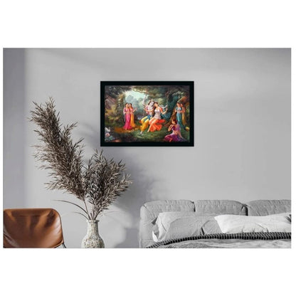 Generic Radha Krishna Painting with Synthetic Photo Frame (Multicolor)
