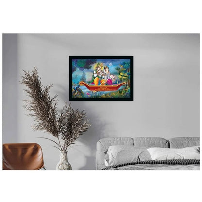 Generic Radha Krishna Painting with Synthetic Photo Frame (Multicolor)