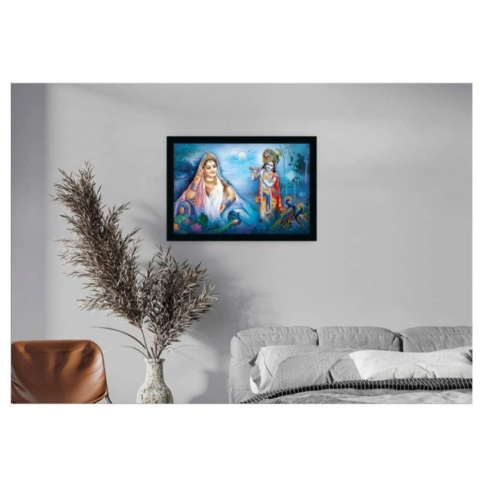 Generic Radha Krishna Painting with Synthetic Photo Frame (Multicolor)