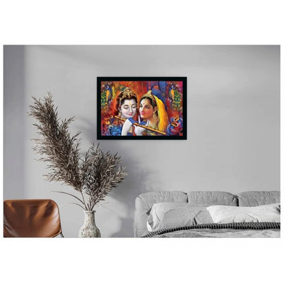 Generic Radha Krishna Painting with Synthetic Photo Frame (Multicolor)