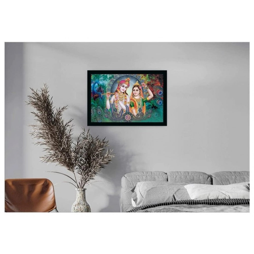 Generic Radha Krishna Painting with Synthetic Photo Frame (Multicolor)