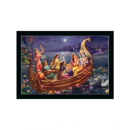 Generic Radha Krishna Painting with Synthetic Photo Frame (Multicolor)