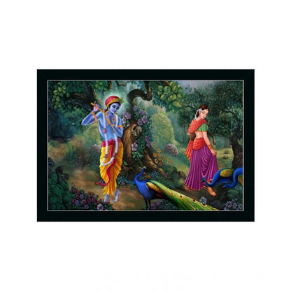 Generic Radha Krishna Painting with Synthetic Photo Frame (Multicolor)
