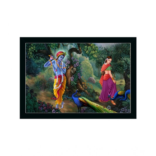 Generic Radha Krishna Painting with Synthetic Photo Frame (Multicolor)