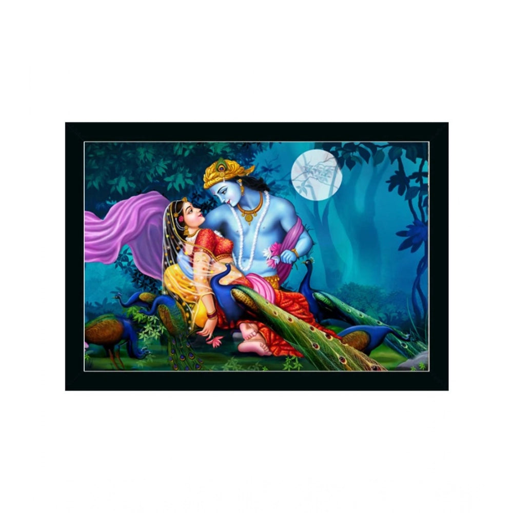 Generic Radha Krishna Painting with Synthetic Photo Frame (Multicolor)
