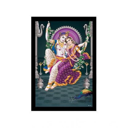 Generic Radha Krishna Painting with Synthetic Photo Frame (Multicolor)