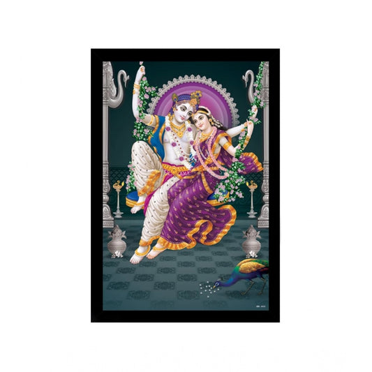 Generic Radha Krishna Painting with Synthetic Photo Frame (Multicolor)
