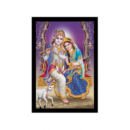 Generic Radha Krishna Painting with Synthetic Photo Frame (Multicolor)