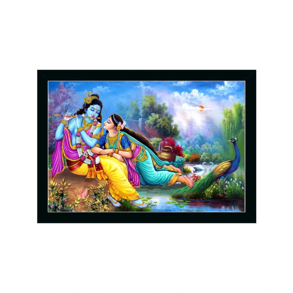 Generic Radha Krishna Painting with Synthetic Photo Frame (Multicolor)