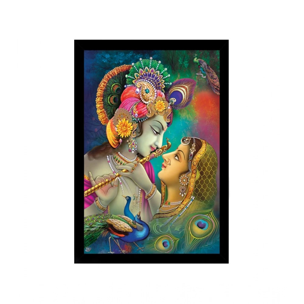 Generic Radha Krishna Painting with Synthetic Photo Frame (Multicolor)