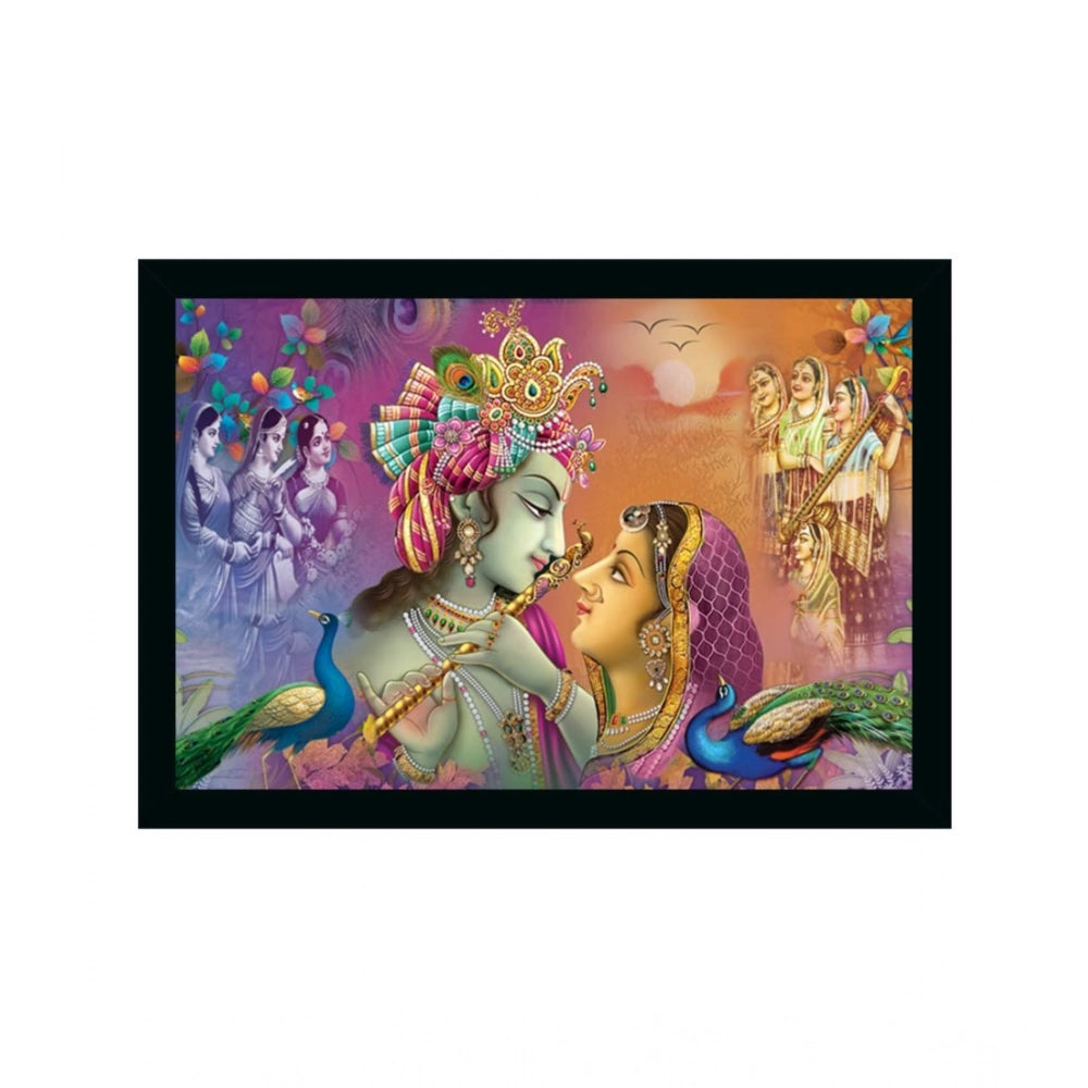 Generic Radha Krishna Painting with Synthetic Photo Frame (Multicolor)