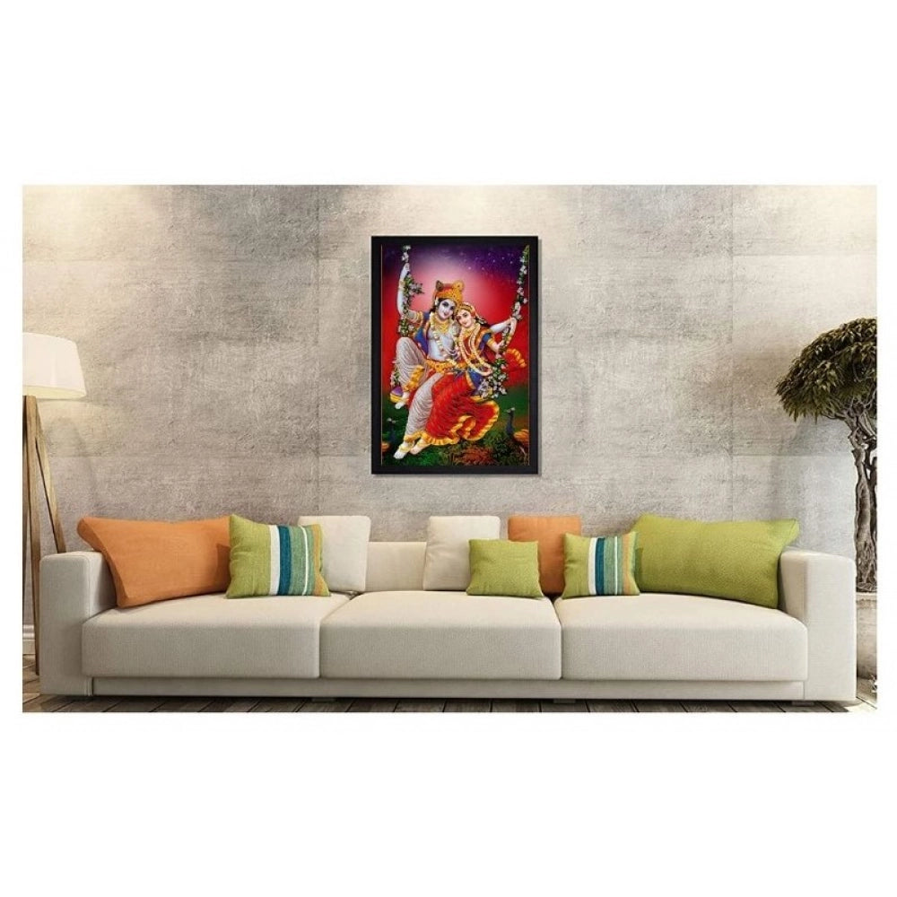 Generic Radha Krishna Painting with Synthetic Photo Frame (Multicolor)
