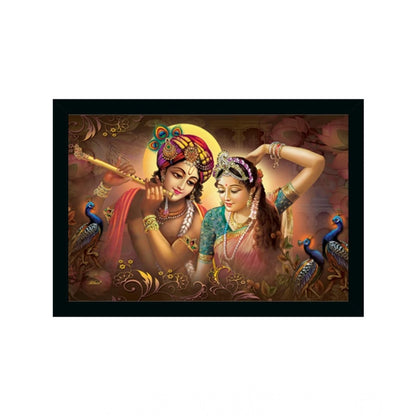 Generic Radha Krishna Painting Vinyl Sparkle Coated with Synthetic Photo Frame (Multicolor)